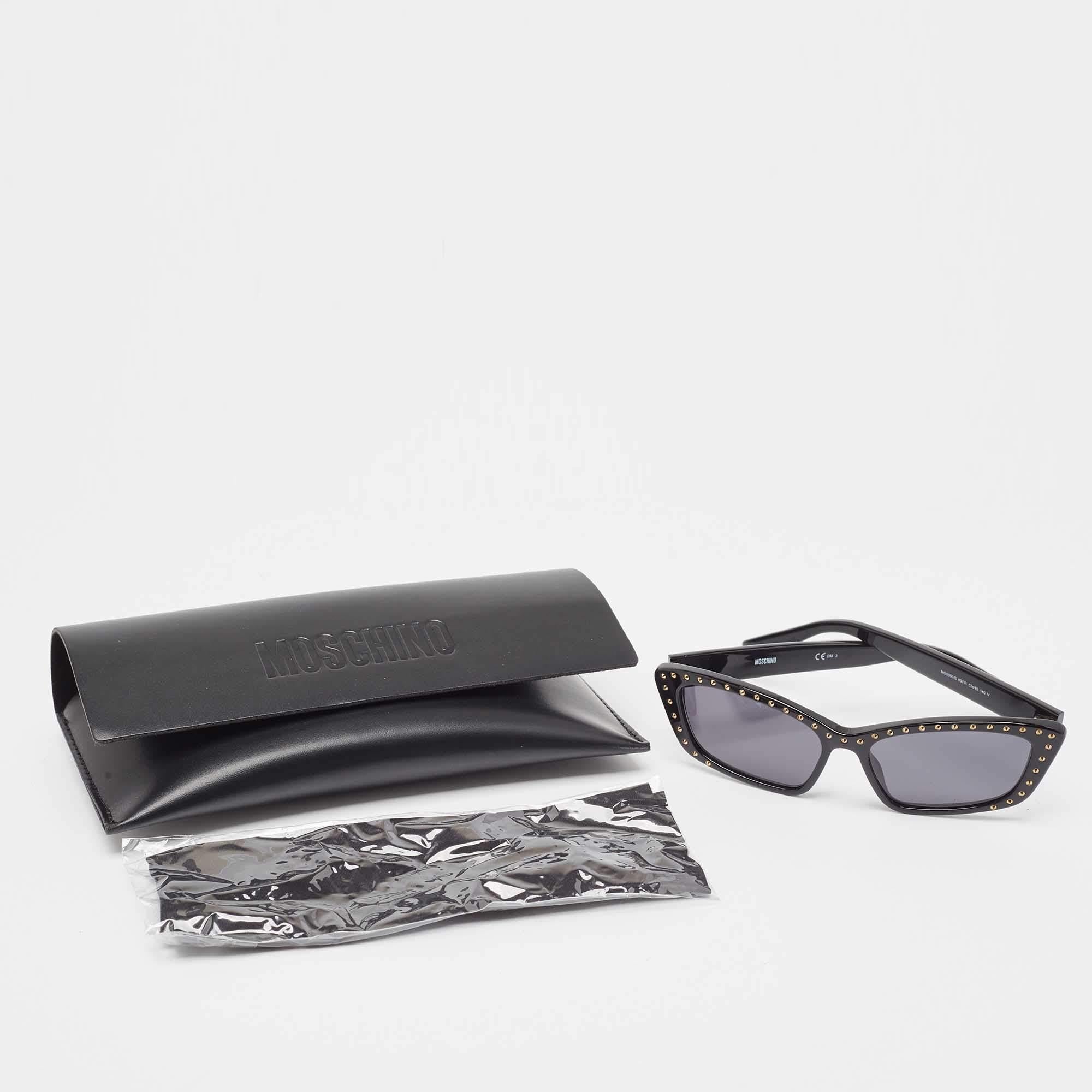 Moschino Black/Gold MOS091/S Studded Cat Eye Sunglasses In Good Condition In Dubai, Al Qouz 2