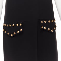 MOSCHINO black gold studded pocket flaps sleeveless dress IT40 S