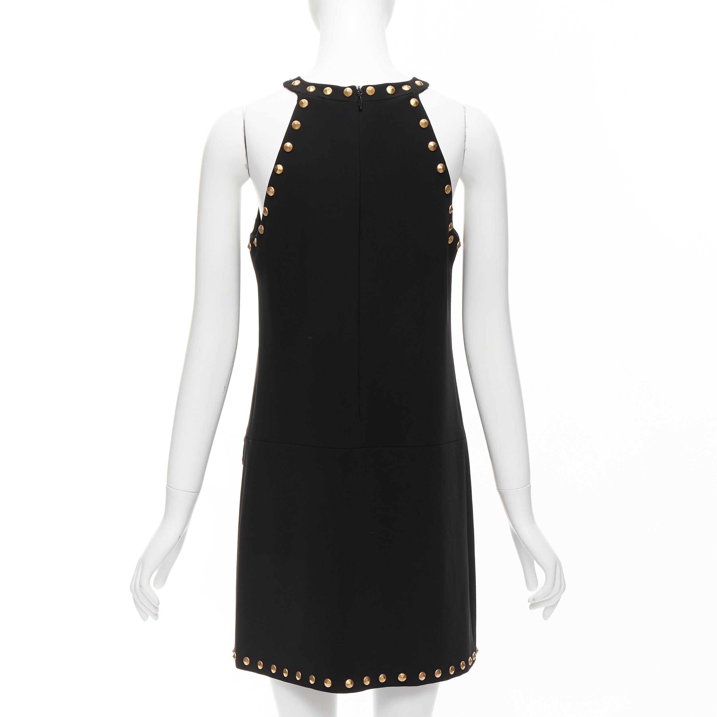 De las mujeres MOSCHINO vestido sin mangas con solapas de bolsillos y tachuelas doradas IT40 S en venta