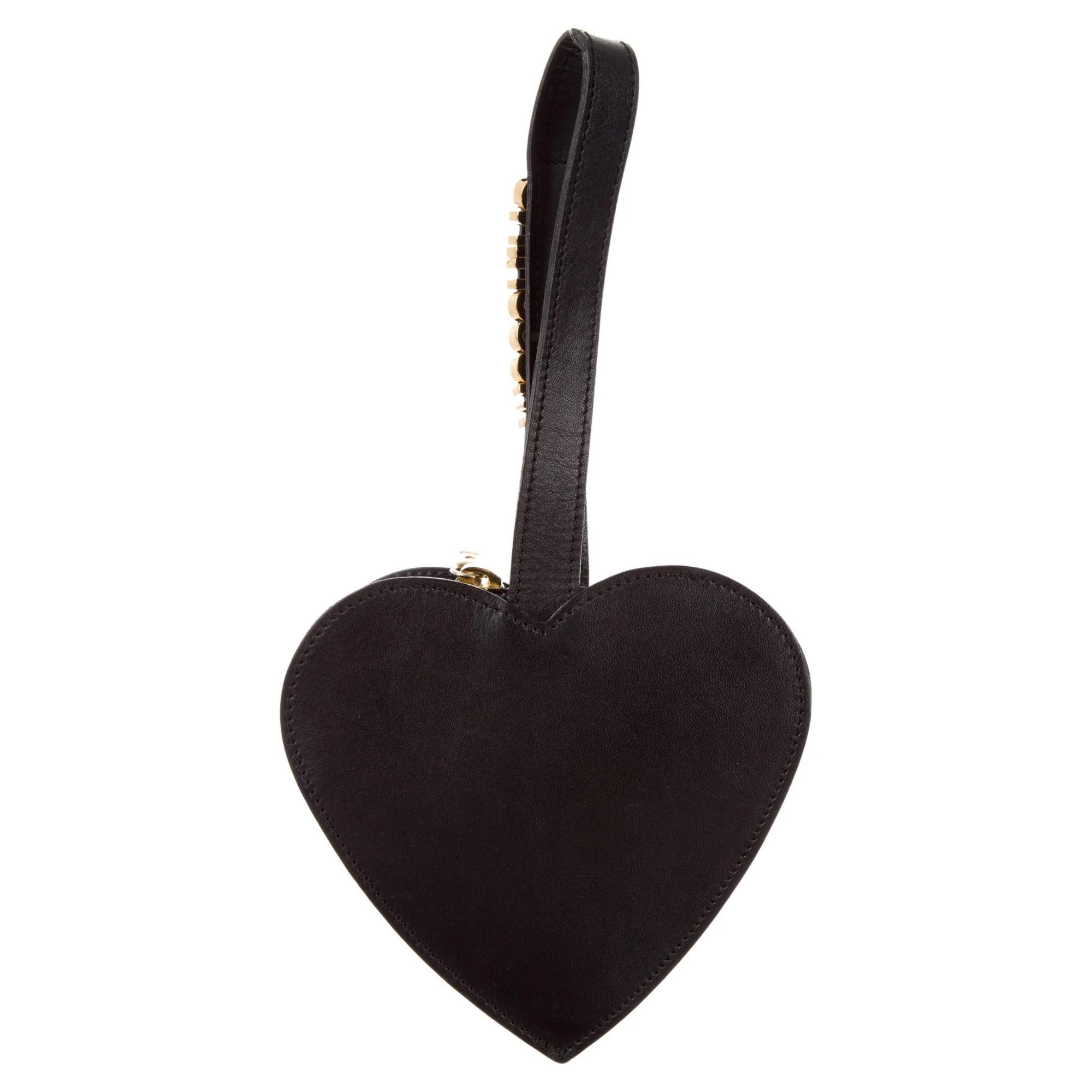 Women's Moschino Black Heart Wristlet Mini Bag For Sale