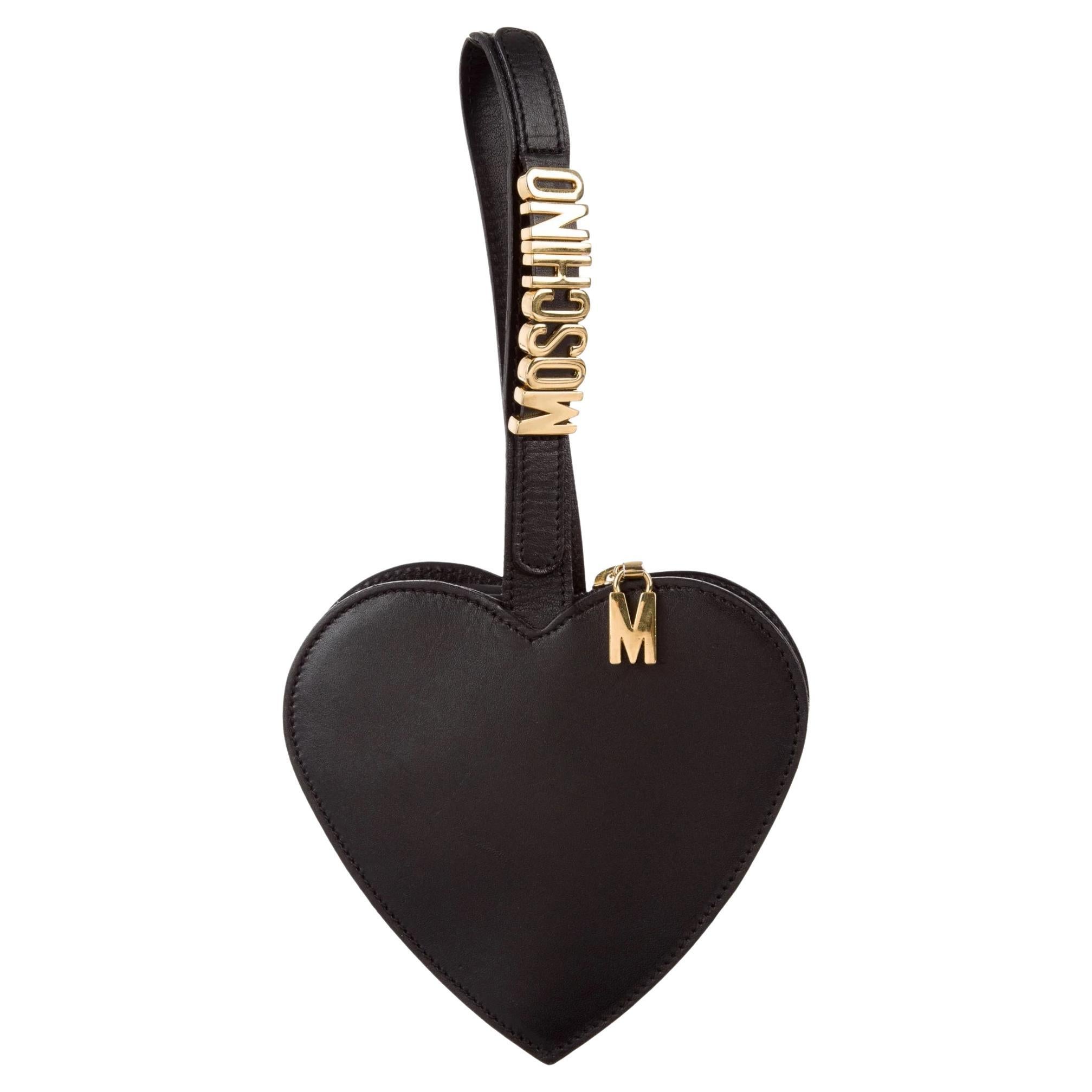 Moschino Black Heart Wristlet Mini Bag For Sale