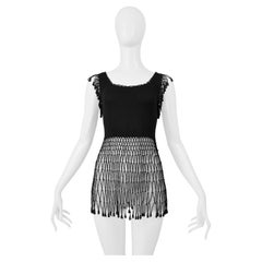 Moschino Black Knit Top With Netting And Beading