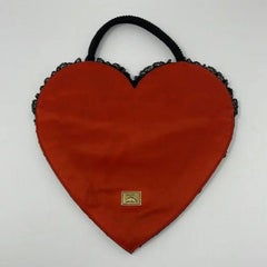 Moschino Black Lace Red Satin Heart Bag