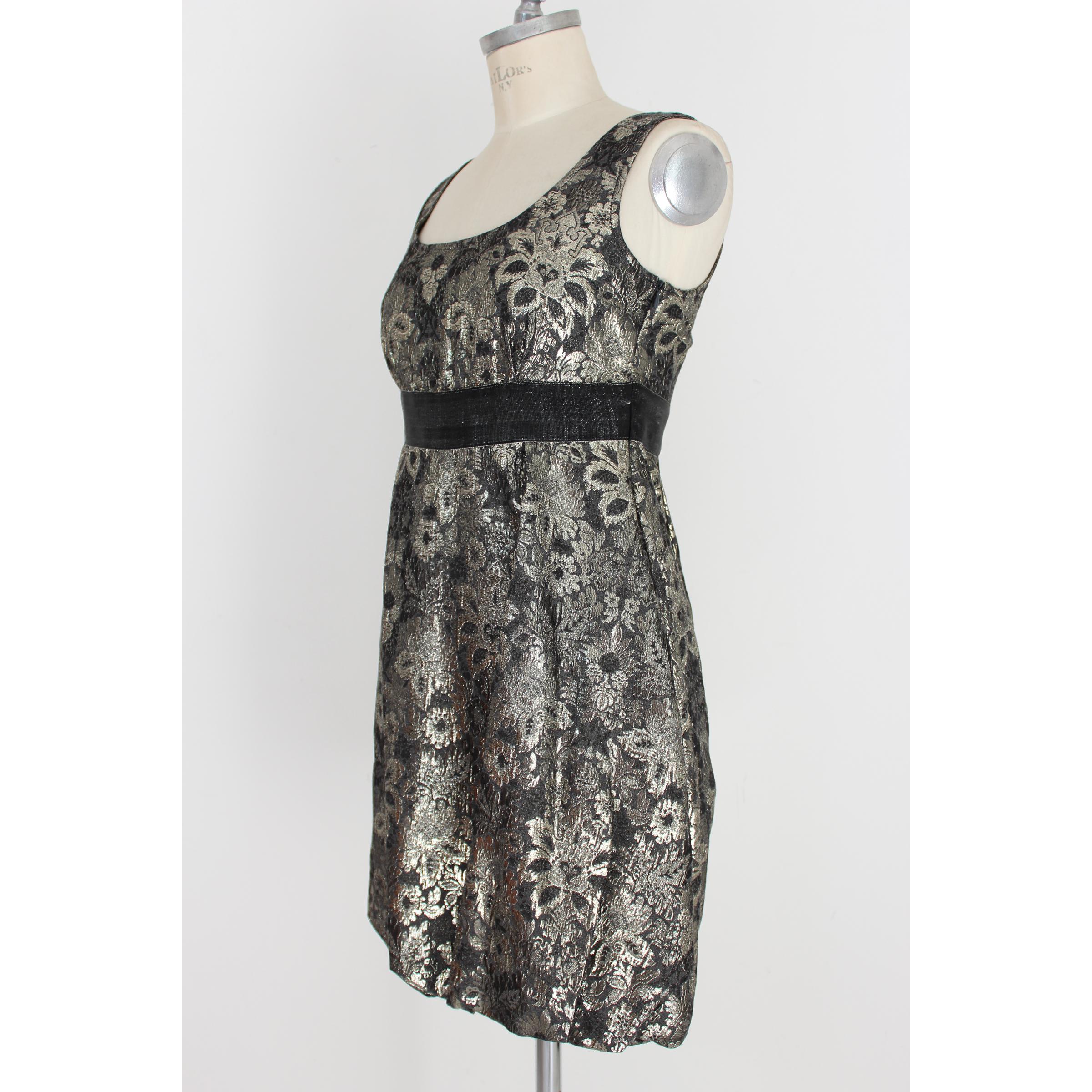 Moschino Black Lame Floral Evening Sheath Dress 1990s For Sale 1