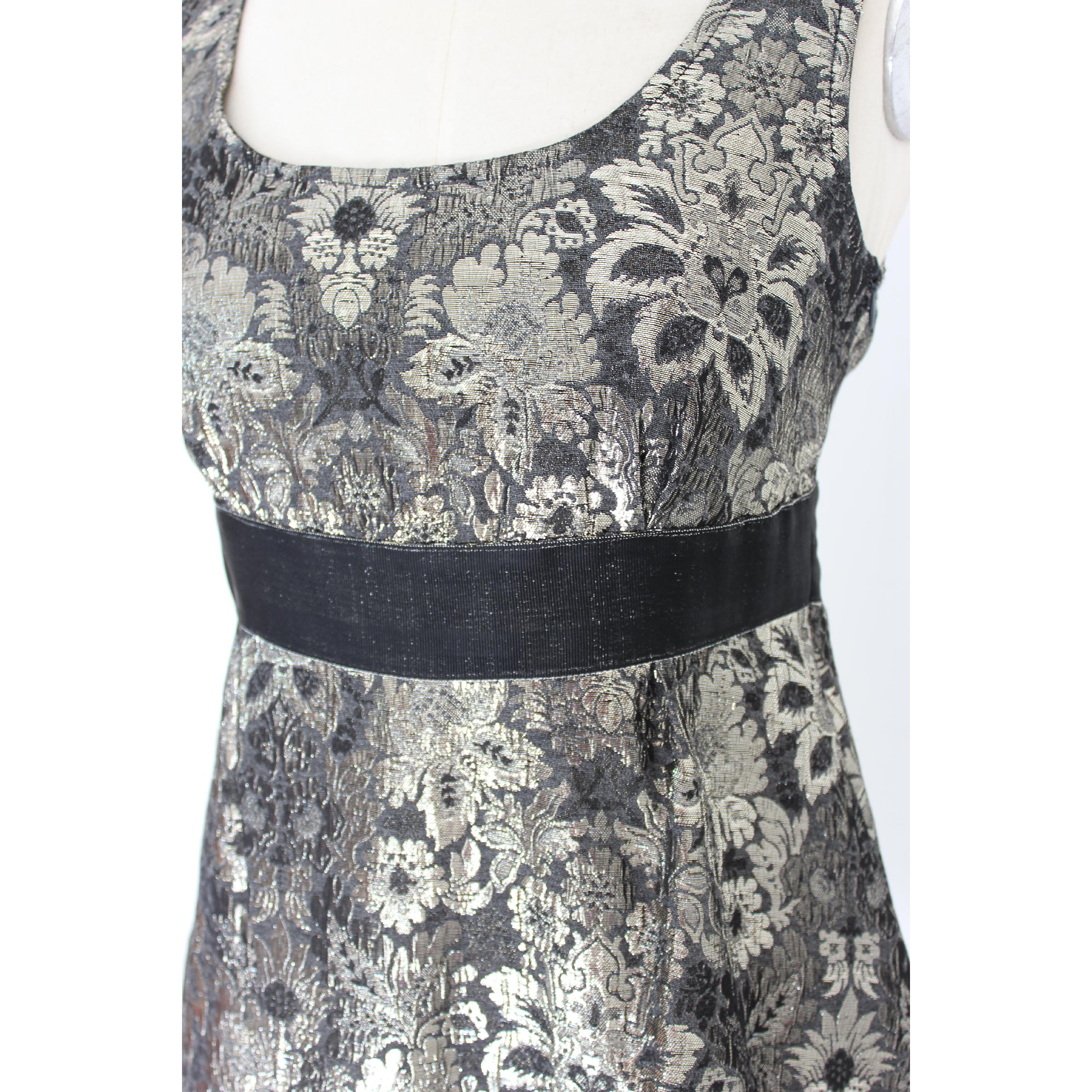 Moschino Black Lame Floral Evening Sheath Dress 1990s For Sale 2