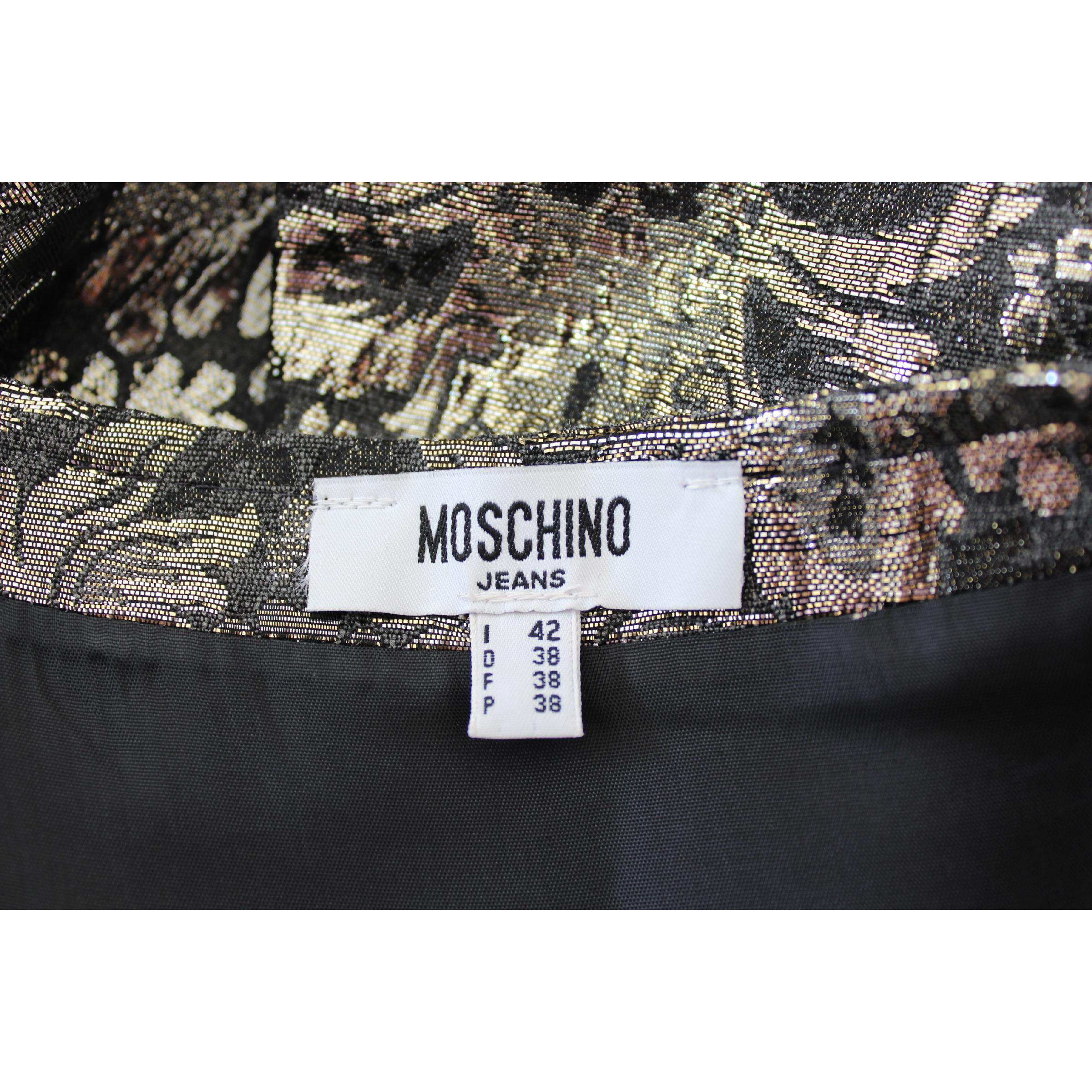 Moschino Black Lame Floral Evening Sheath Dress 1990s For Sale 3