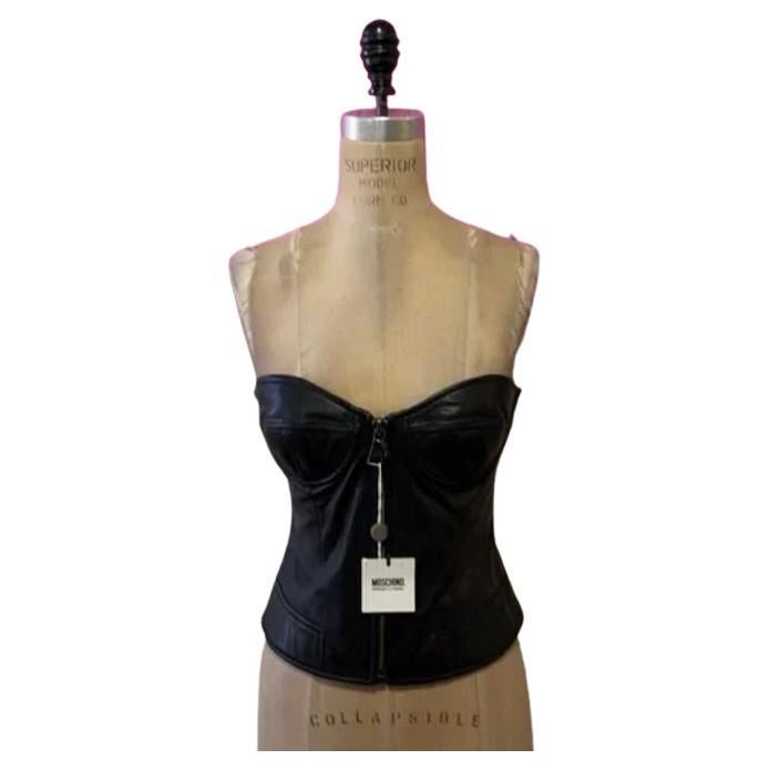 Moschino Black Leather Bustier NWT For Sale