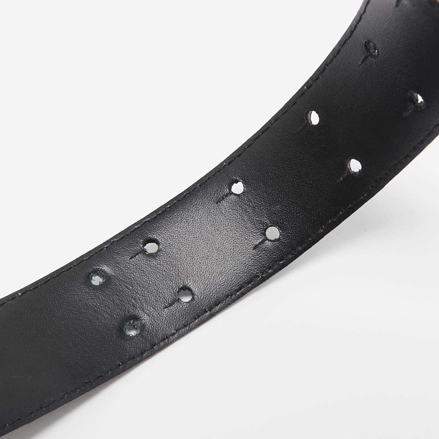 Women's Moschino Black Leather Classic Logo Belt 90 CM