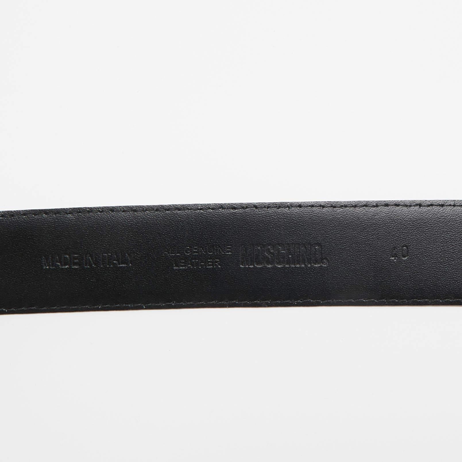 Moschino Black Leather Classic Logo Belt 90 CM 1