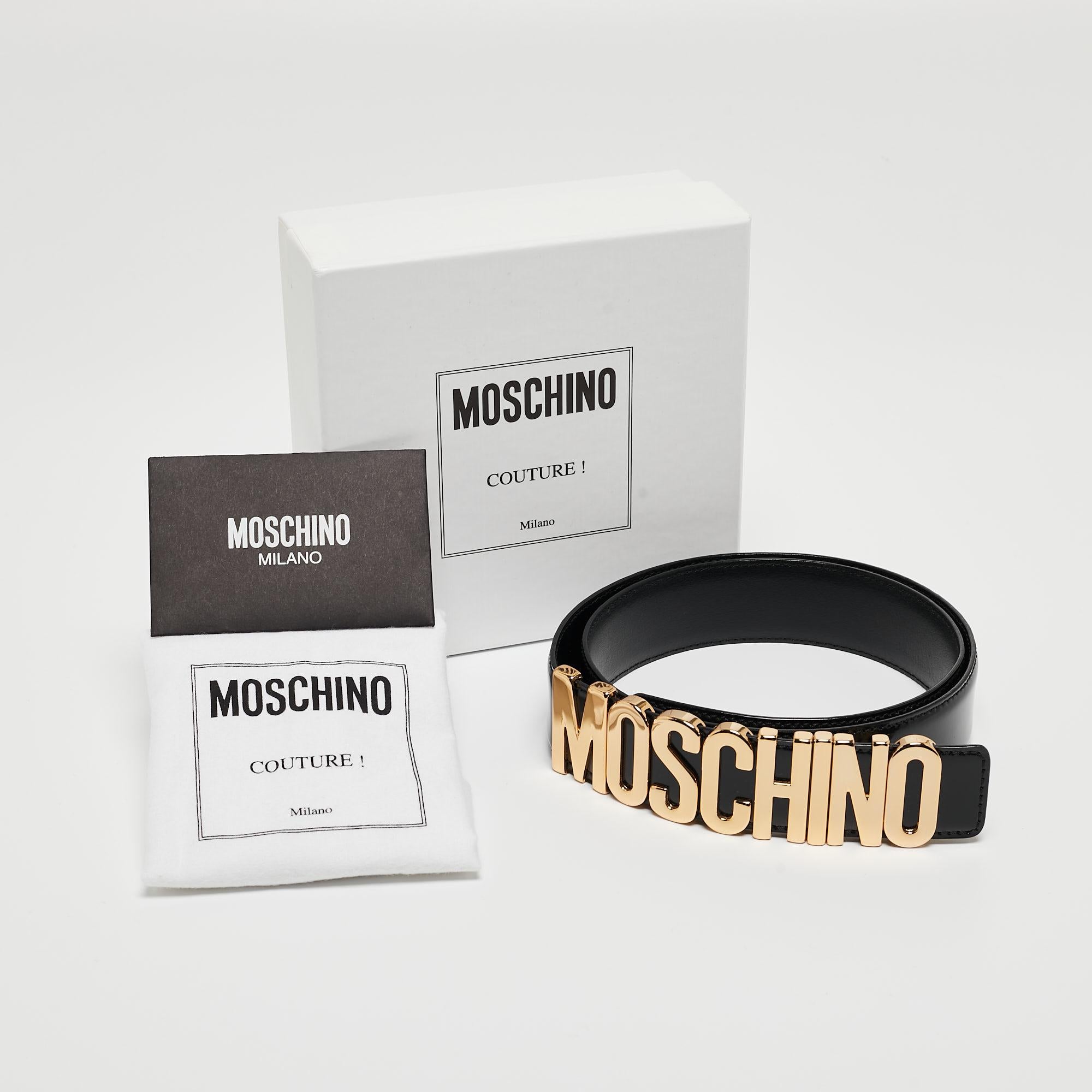 Moschino Black Leather Classic Logo Belt 95 CM 1