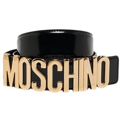 Moschino Schwarzes Leder Classic Logo Gürtel 95 CM