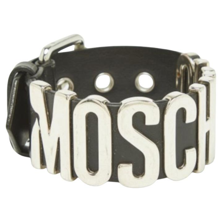 Moschino Pulsera Hebilla Logo Classic Leather Negra en venta