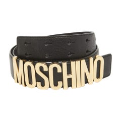 Cinturón Moschino Classic Leather Negro con Logotipo