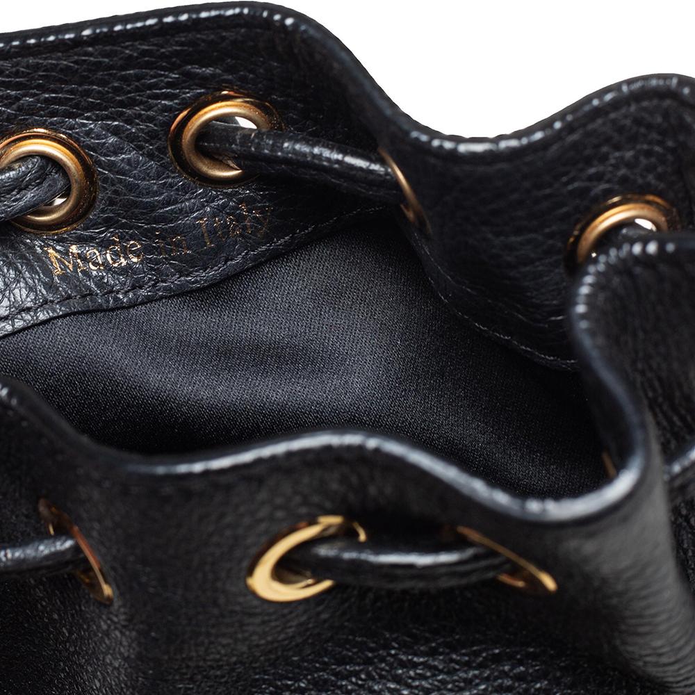 Moschino Schwarz Leder Drawstring Bucket Crossbody Bag 6