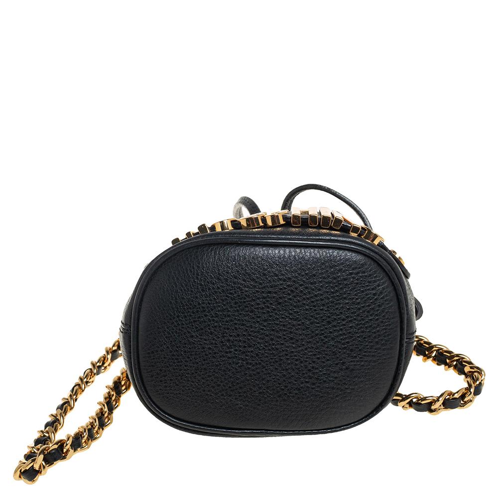 Moschino Schwarz Leder Drawstring Bucket Crossbody Bag 1