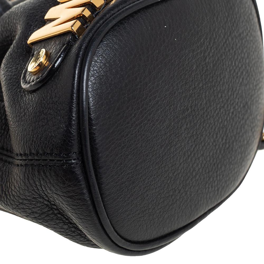 Moschino Schwarz Leder Drawstring Bucket Crossbody Bag 5