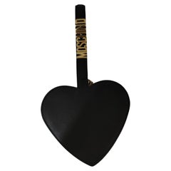 Vintage Moschino black leather heart Handbag