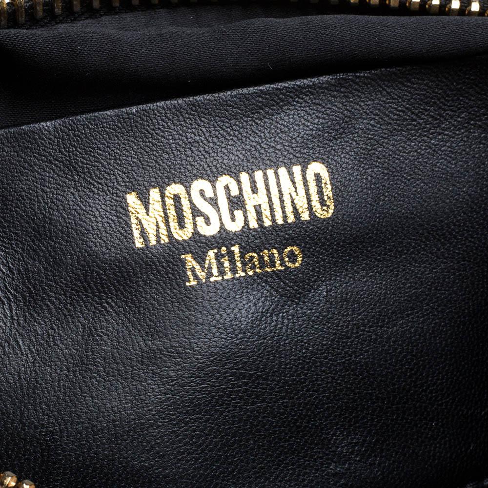 Moschino Black Leather Jacket Wristlet Clutch 3