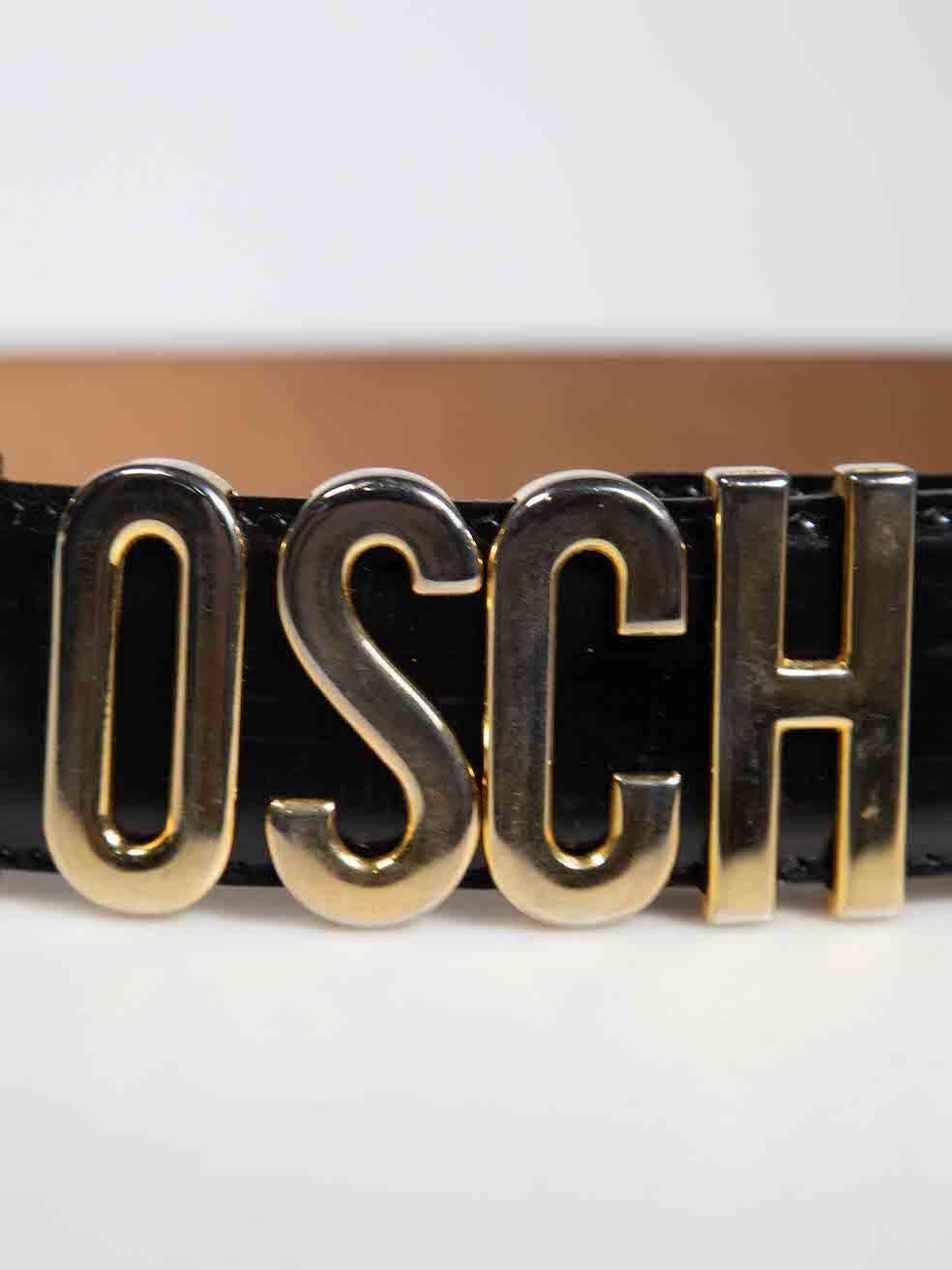 Moschino Black Leather Logo Charm Belt In Good Condition In London, GB