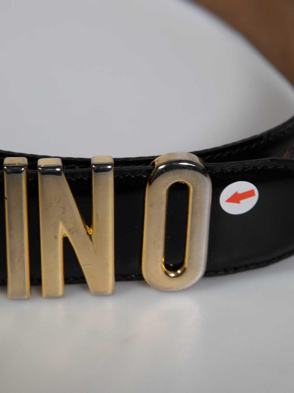 Moschino Black Leather Logo Charm Belt For Sale 2