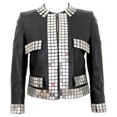 Moschino Black Leather Mirror Jacket