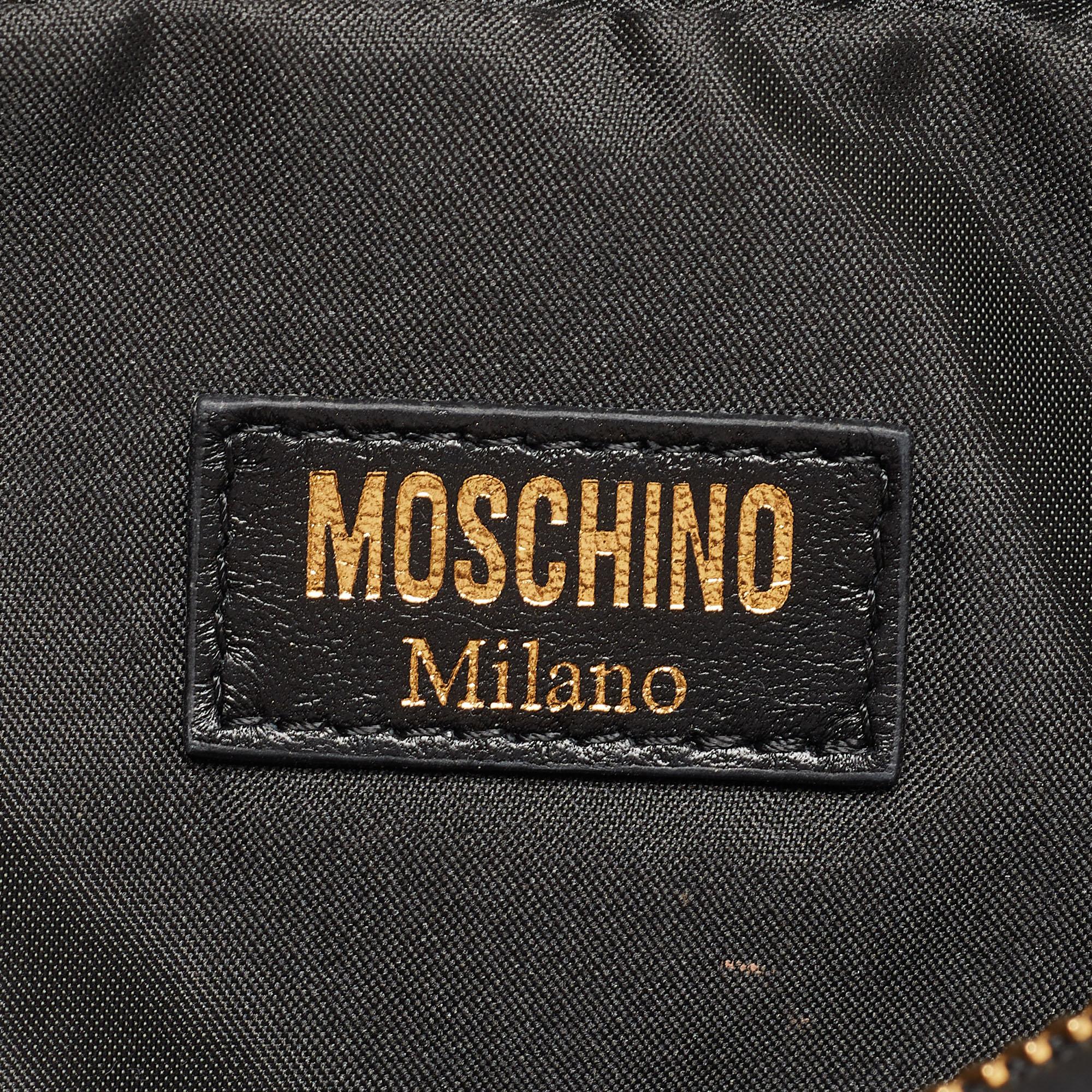 Moschino Black Leather Wristlet Clutch 9