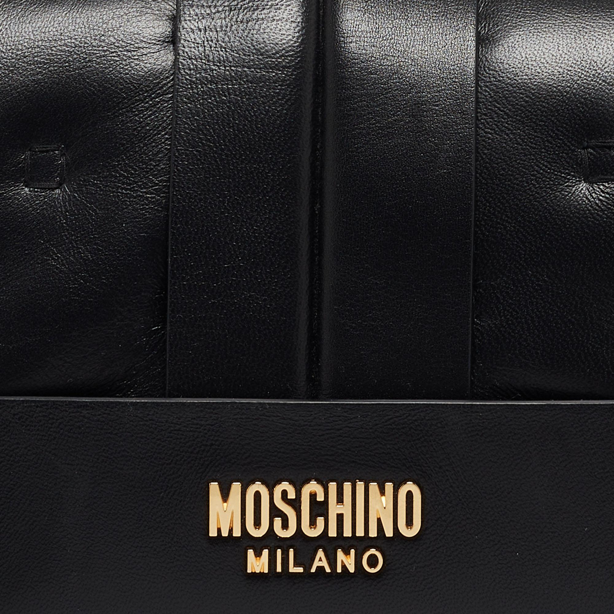 Moschino Black Leather Wristlet Clutch 10