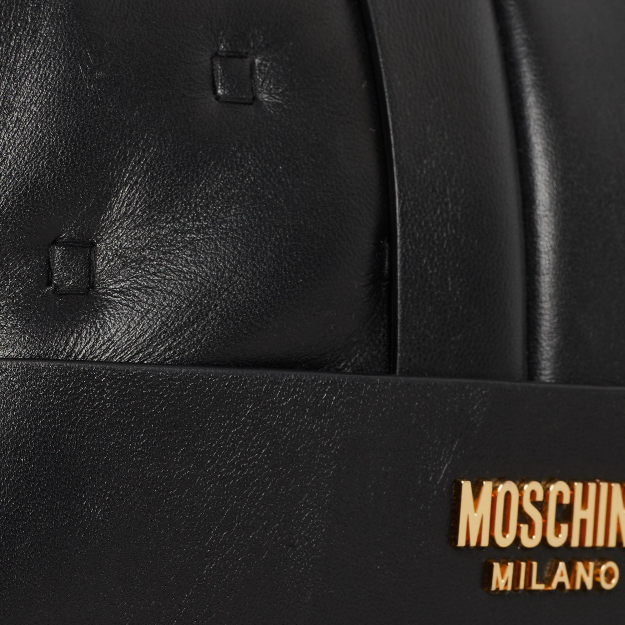 Moschino Black Leather Wristlet Clutch 11