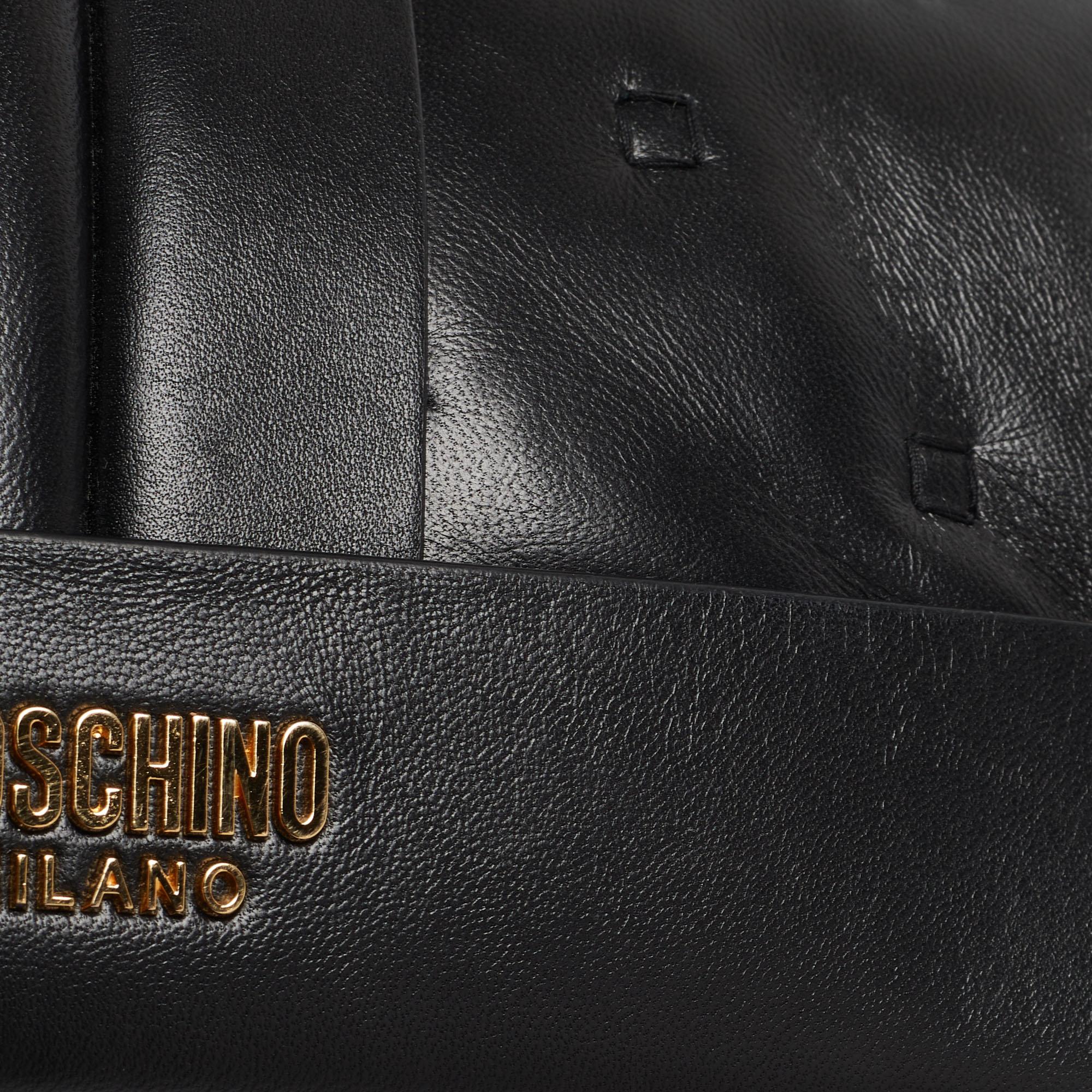 Moschino Black Leather Wristlet Clutch 12