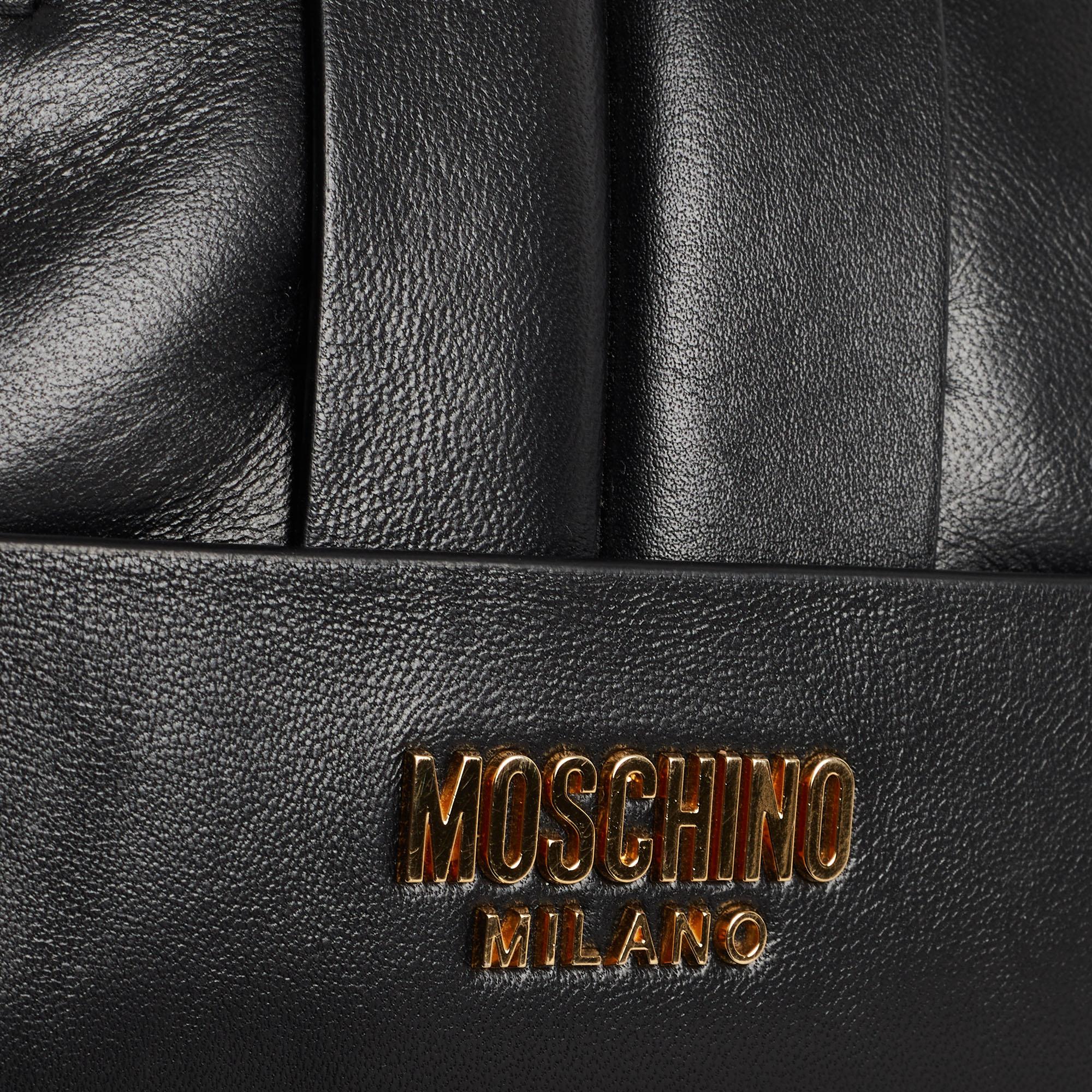Moschino Black Leather Wristlet Clutch 13