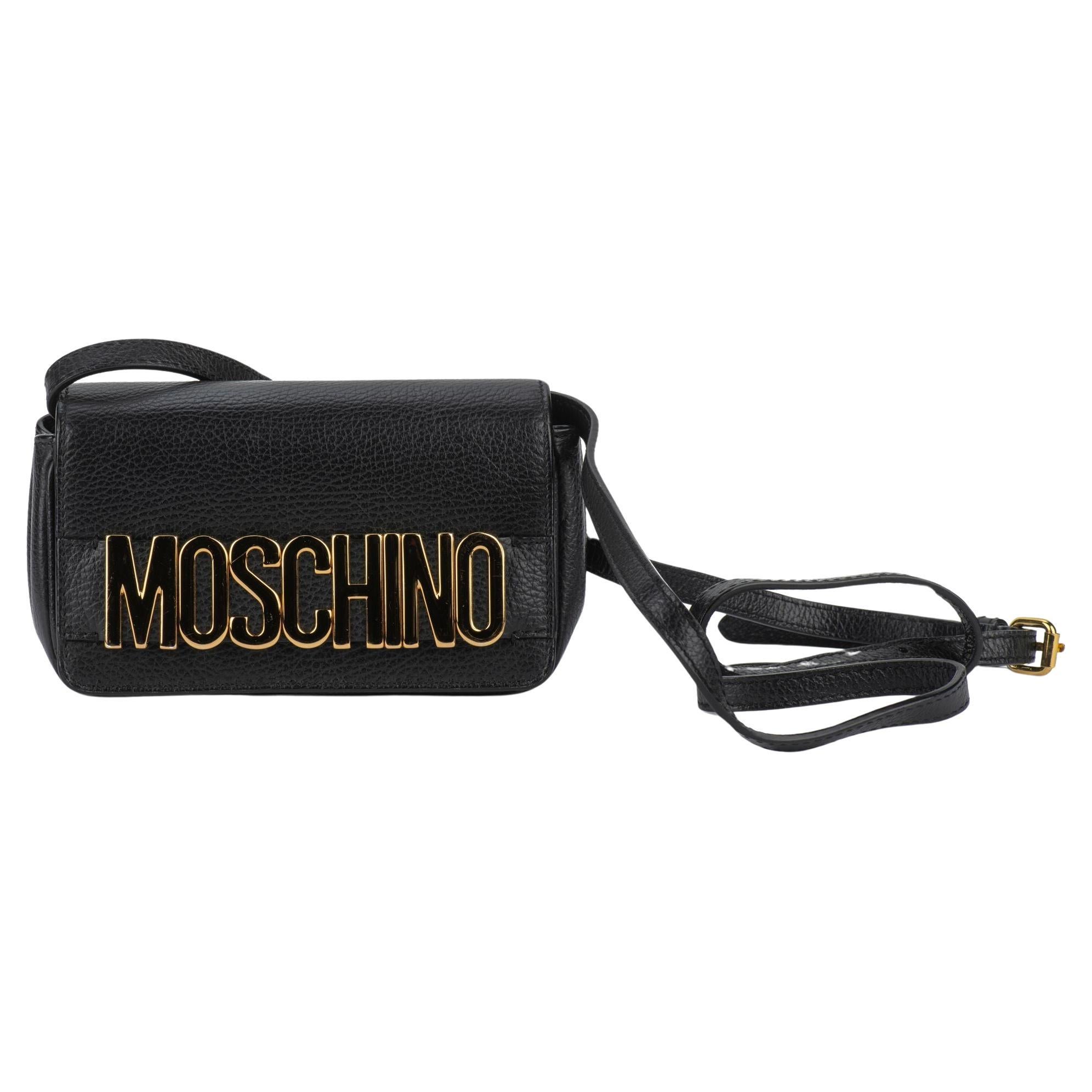 Moschino Black Lettering Cross Body Bag For Sale
