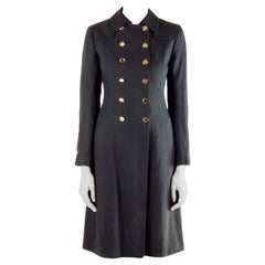 Moschino Black Linen Gold Button Detail Trench Coat M