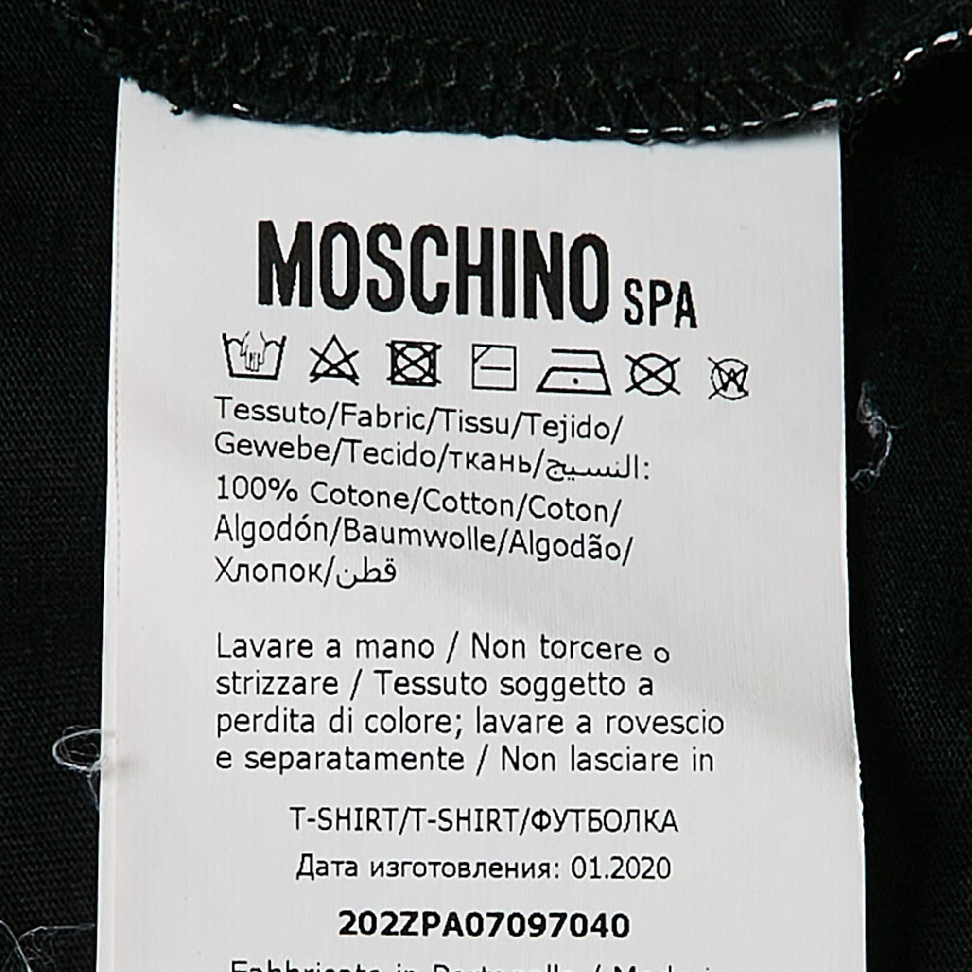 Moschino Black Logo All Over Print Jersey T-Shirt S Pour hommes en vente