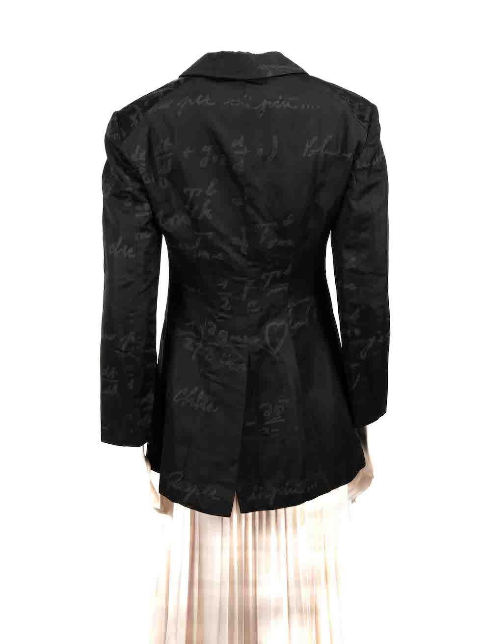 Moschino Black Logo Jacquard Blazer Jacket Size M In Excellent Condition For Sale In London, GB