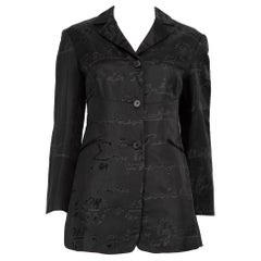 Moschino Black Logo Jacquard Blazer Jacket Size M