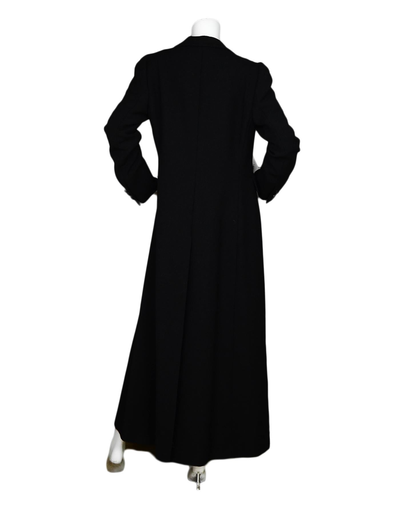 Moschino Black Long Floor Length Tux Style Coat Sz 10 In Excellent Condition In New York, NY