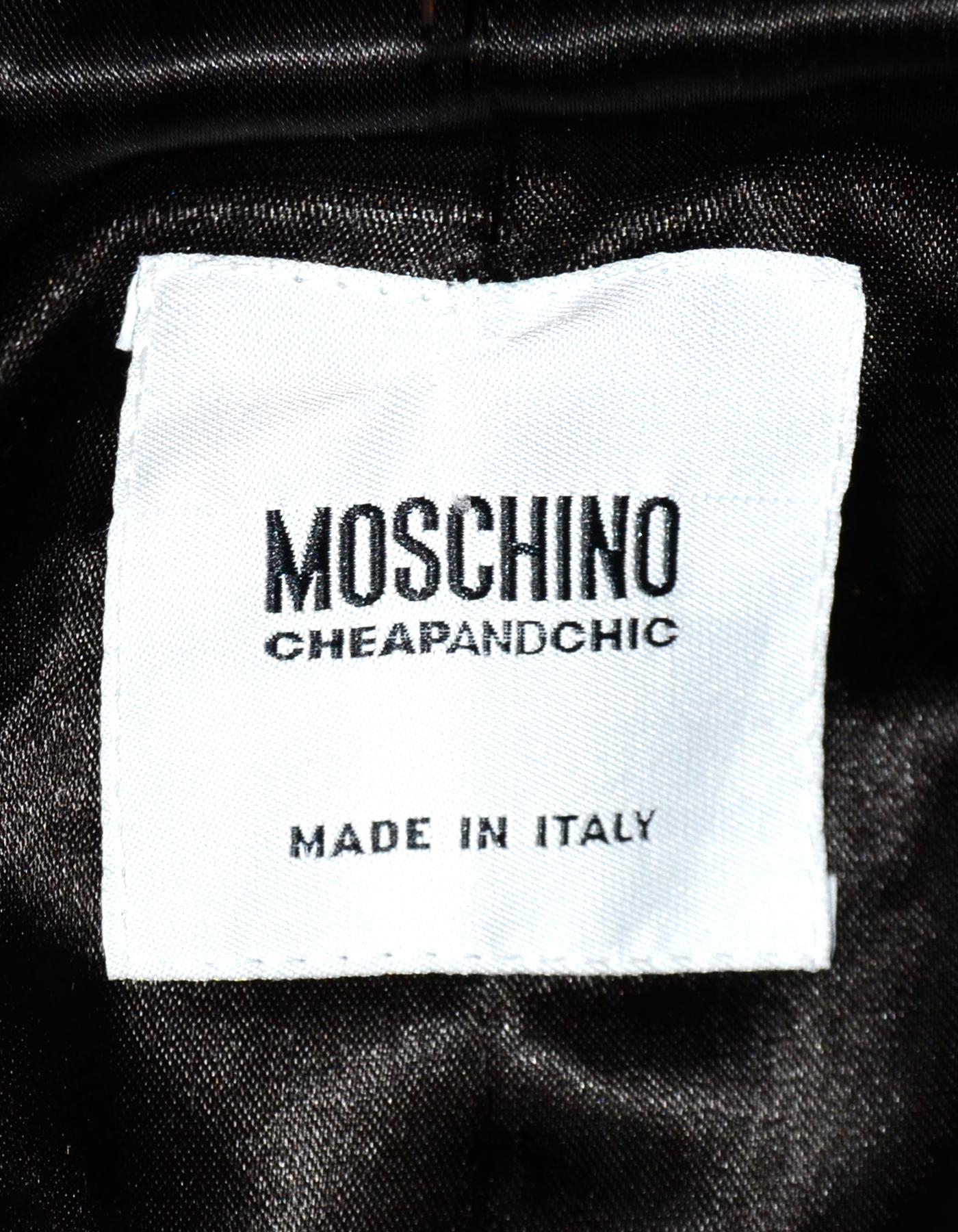 Women's Moschino Black Long Floor Length Tux Style Coat Sz 10