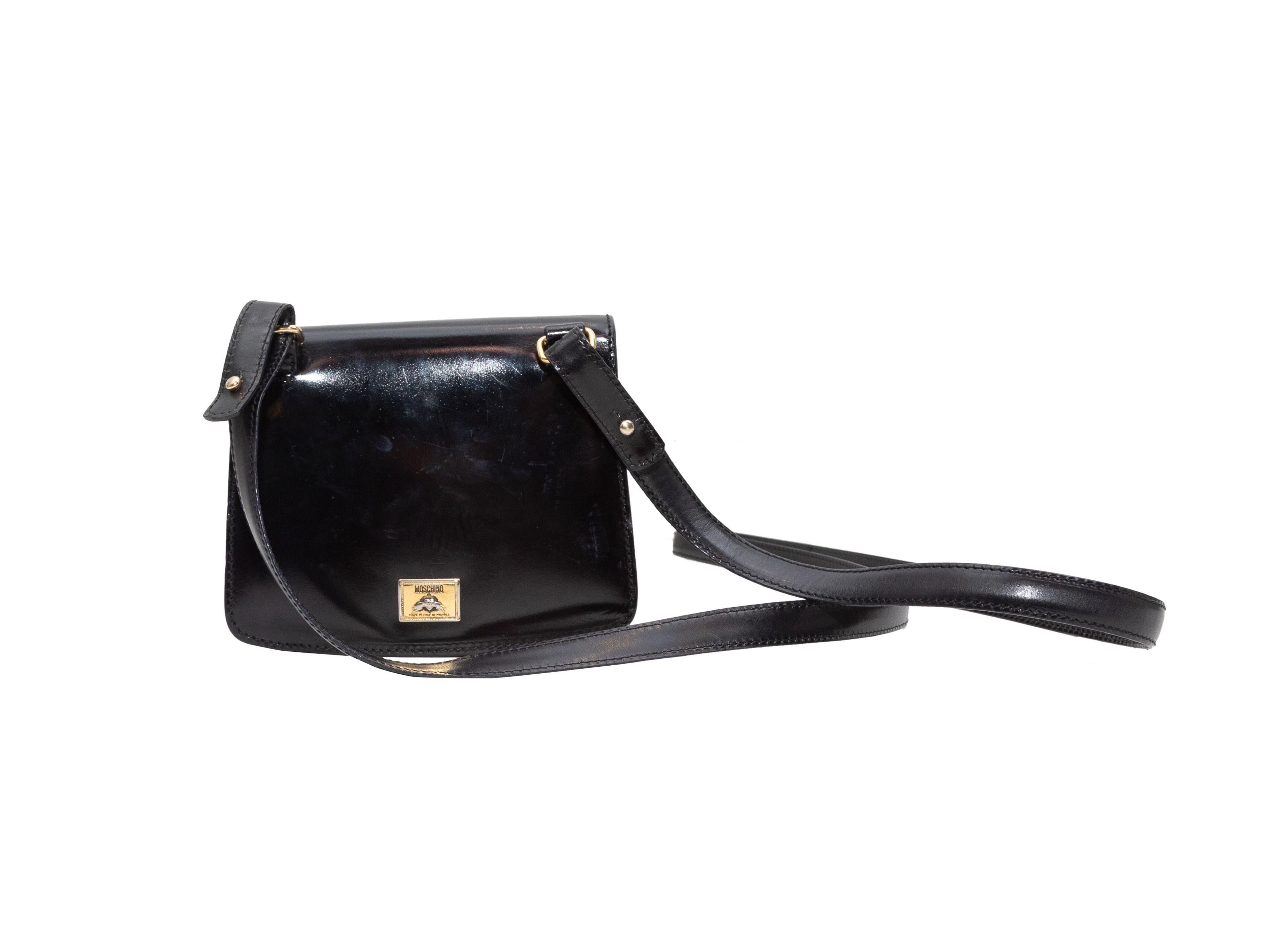 Moschino  Schwarze Mini-Lack-Crossbody-Tasche 5