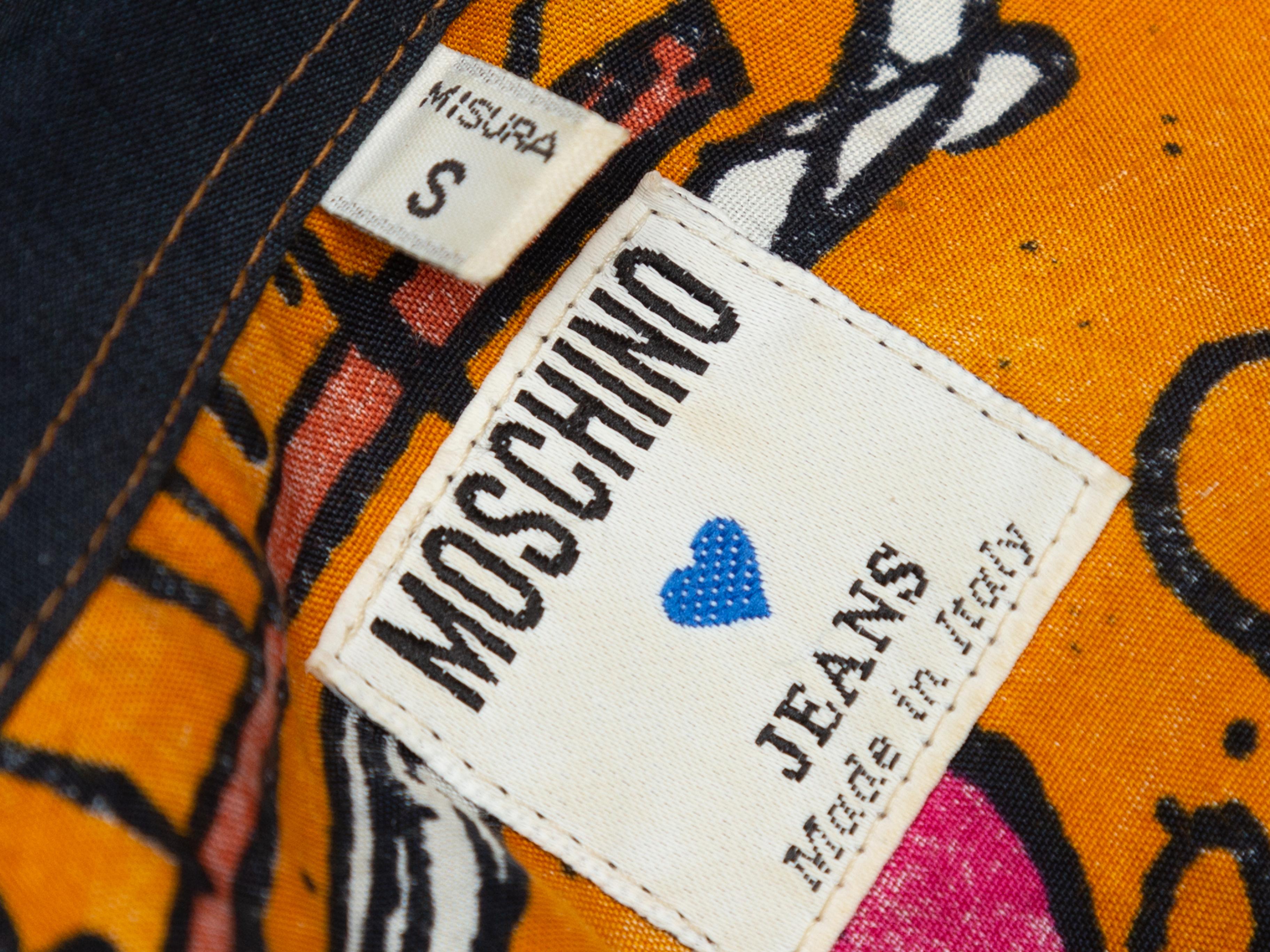 Moschino Black & Multicolor Jeans Guitar Print Blouse In Good Condition In New York, NY