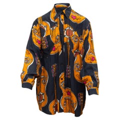 Moschino Black & Multicolor Jeans Guitar Print Blouse