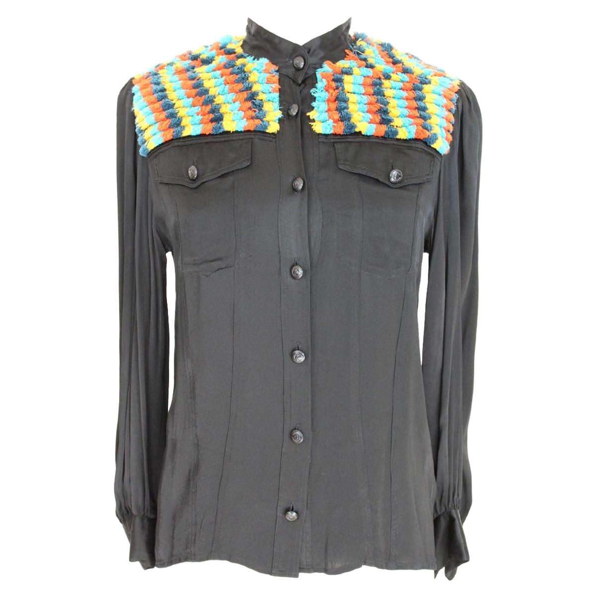 Moschino Black Multicolor Wool Shirt
