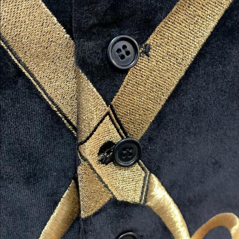 Men's Moschino Black Navy Velvet Gold Scissors Vest