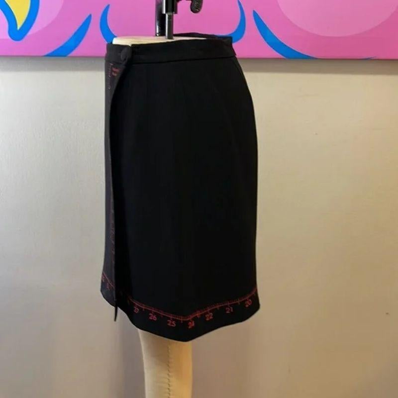 Moschino Black Nobody's Perfect Measuring Tape Wrap Skirt In Good Condition For Sale In Los Angeles, CA