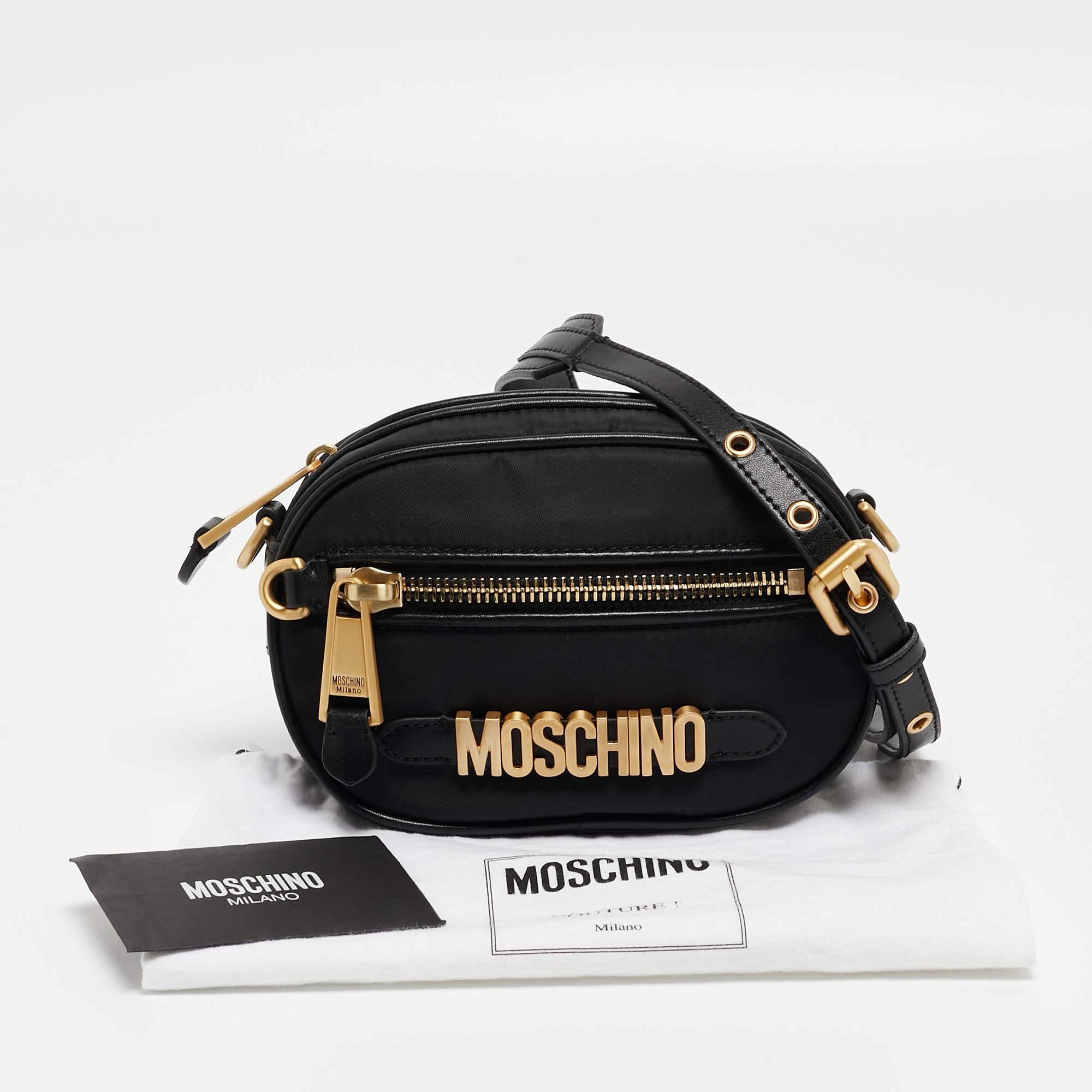 Moschino Black Nylon and Leather Belt Bag For Sale 7