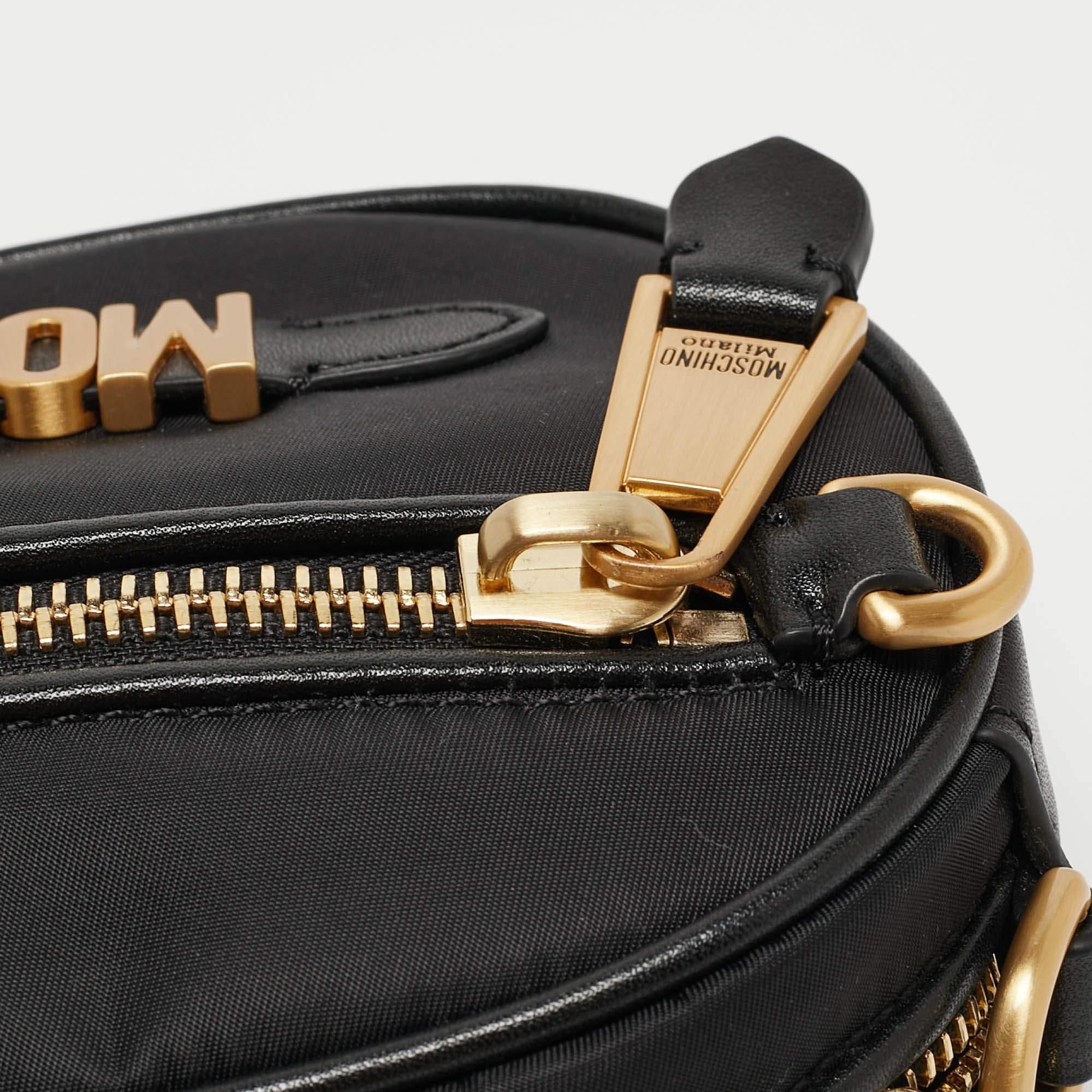 Moschino Black Nylon and Leather Belt Bag 1