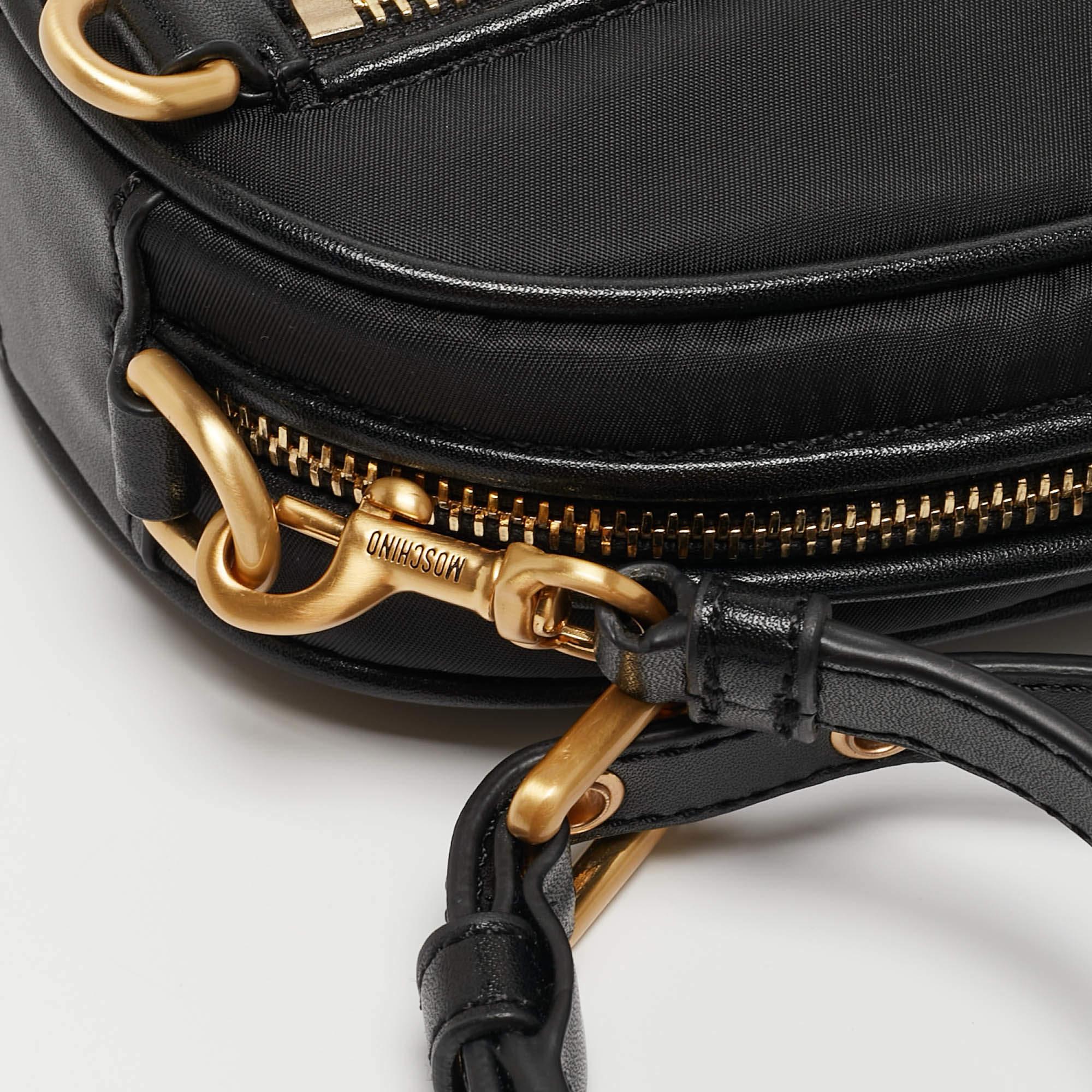 Moschino Black Nylon and Leather Belt Bag 3
