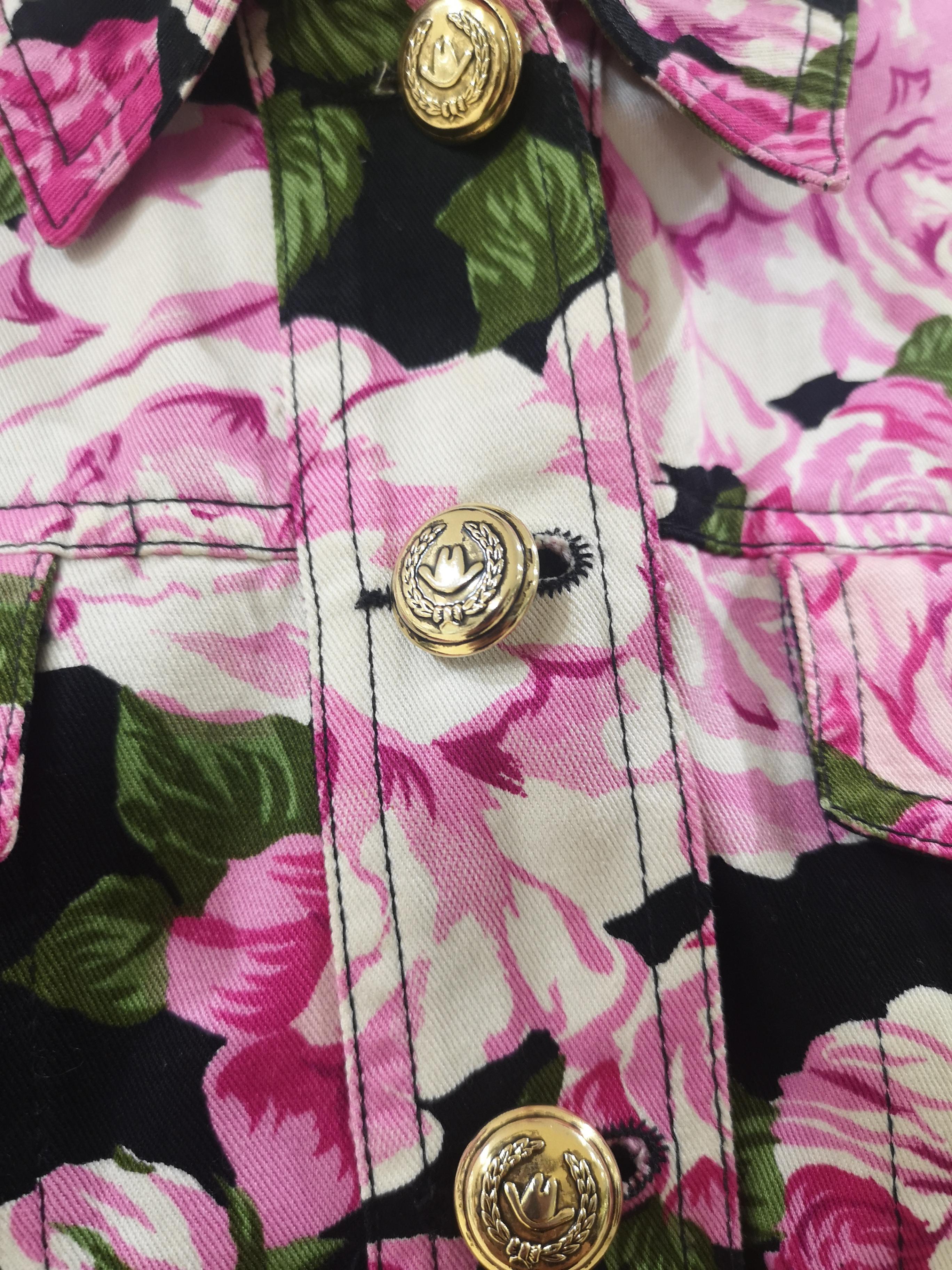 Women's Moschino black pink roses cotton jacket