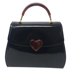 Moschino Black Polished Leather Heart Bag