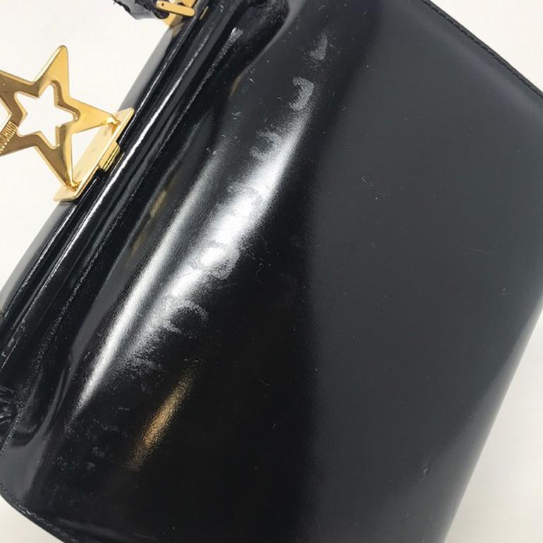 Women's Moschino Black Polished Leather Star Bag Vintage