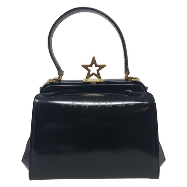 Moschino Black Polished Leather Star Bag Vintage